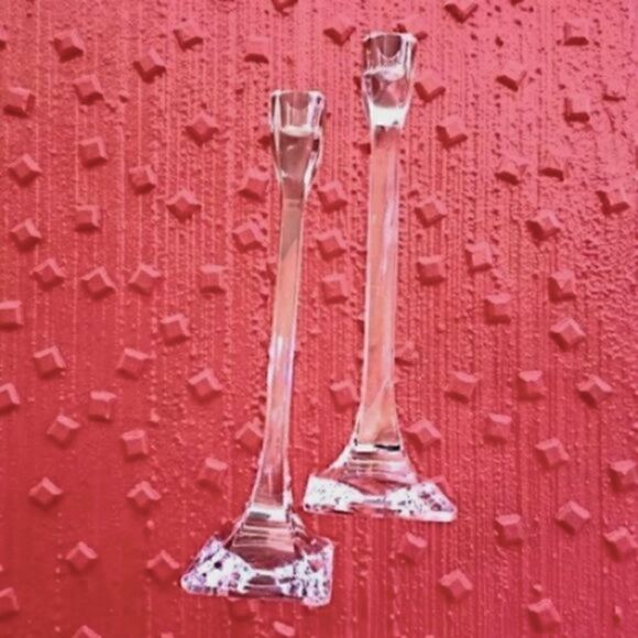 CANDLE HOLDERS CRYSTAL  Pair of  10” Tall Elegant  VINTAGE - Picture 2 of 5